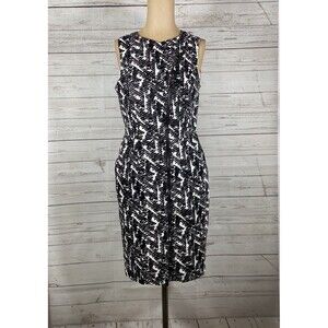 Adrianna Papell Black White Zipper  Bodycon Sheath Dress Women's Size 6